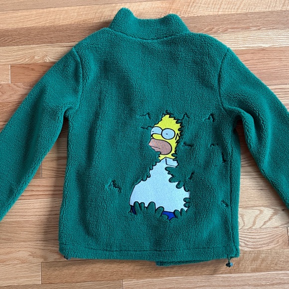 NWT Homer Simpson Meme Embroidered-detail Teddy Fleece Zip Green XS - Picture 3 of 8
